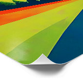 Retro Mountain Landscape Illustratie Kleurrijk Perfect Poster (Hoek)