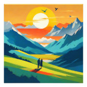 Retro Mountain Landscape Liefde Foto Afdruk (Voorkant)