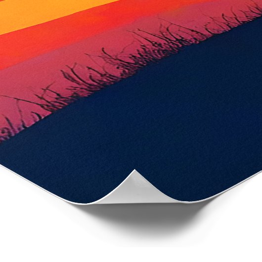 Retro Mountain Landscape Liefde Poster (Hoek)