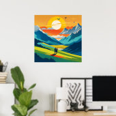 Retro Mountain Landscape Liefde Poster (Thuiskantoor)