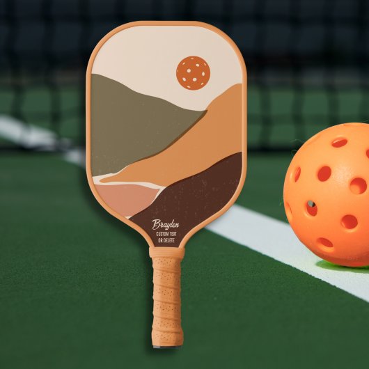 Retro Mountain Landscape Pickleball Sun Custom Tex Paddle