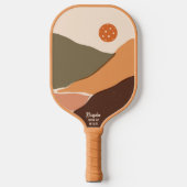 Retro Mountain Landscape Pickleball Sun Custom Tex Paddle (Voorkant)