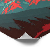 Retro Mountain Landscape Red Blue Poster (Hoek)