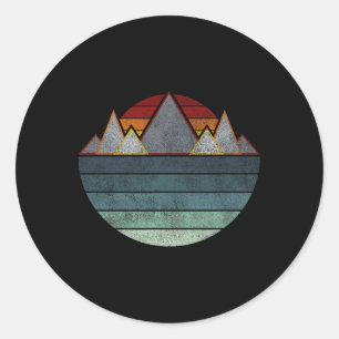 Retro Mountain Outdoors - Wandelen, Kamperen, Klim Ronde Sticker