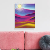 Retro Mountain Sun Abstracte Art Canvas Afdruk (Insitu (Woonkamer))