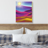 Retro Mountain Sun Abstracte Art Canvas Afdruk (Insitu (Slaapkamer))