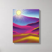 Retro Mountain Sun Abstracte Art Canvas Afdruk (Voorkant)