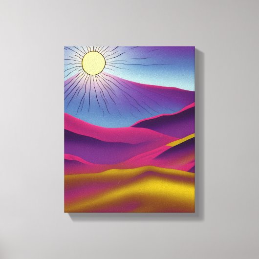 Retro Mountain Sun Abstracte Art Canvas Afdruk (Voorkant)