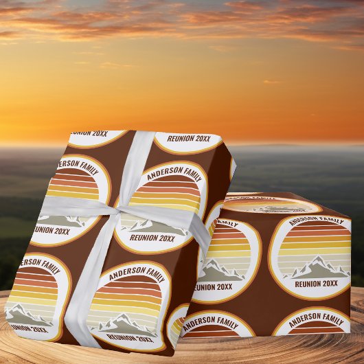Retro Mountain Sunset Custom Party Cadeaupapier