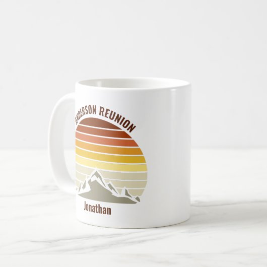 Retro Mountain Sunset Cute Personalized Koffiemok (Voorkant links)