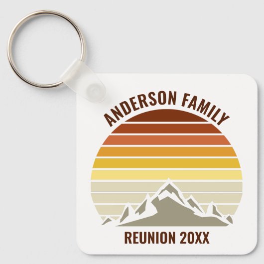 Retro Mountain Sunset gepersonaliseerd Sleutelhanger (Voorkant)