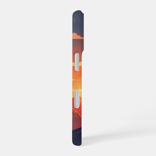 Retro Mountain Sunset iPhone 16 Hoesje (Rechterkant)