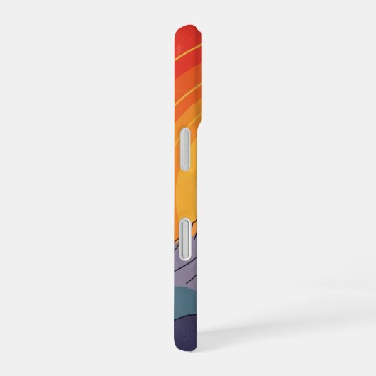 Retro Mountain Sunset iPhone 16 Hoesje (Rechterkant)