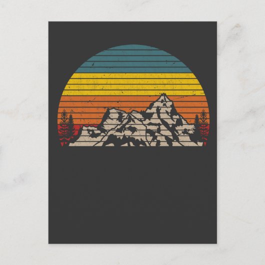 Retro Mountain Sunset Outdoor Hiking and Camping Briefkaart (Voorkant)