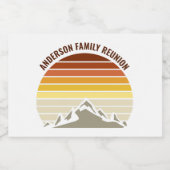 Retro Mountain Sunset Party Custom Mini Sparkling Wijnetiket (Enkel label)