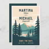 Retro Mountain Wedding Opslaan van de datum Kaart (Voorkant / Achterkant)