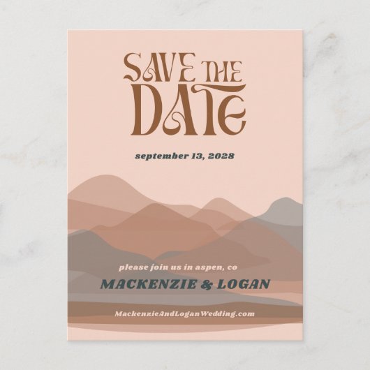Retro Mountain Weekend Save the Date Briefkaart (Voorkant)
