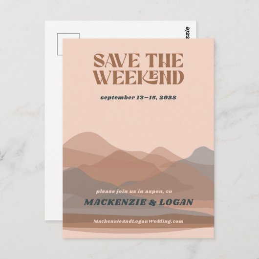 Retro Mountain Weekend sparen de Kaart van de Datu (Voorkant / Achterkant)