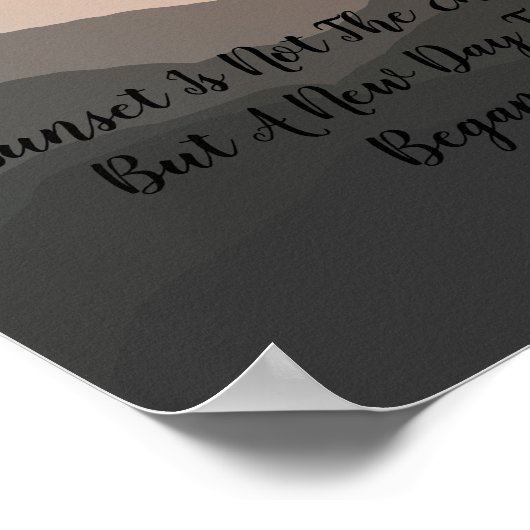 Retro Mountain zonsondergang Landschap fijne Illus Poster (Hoek)