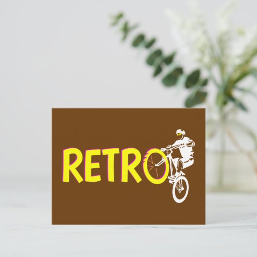 Retro mountainbike wielstandaard briefkaart (Staand voorkant)