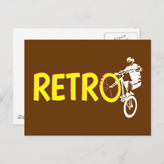 Retro mountainbike wielstandaard briefkaart (Voorkant / Achterkant)