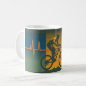 Retro Mountainbiker Hartslag Koffiemok (Voorkant links)