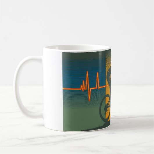 Retro Mountainbiker Hartslag Koffiemok (Links)