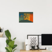 Retro Mountainbiker Hartslag Poster (Thuiskantoor)