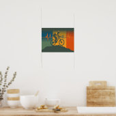 Retro Mountainbiker Hartslag Poster (Keuken)