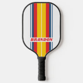 Retro Mountainboard Strepen met Naam Pickleball Paddle (Voorkant)