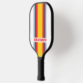 Retro Mountainboard Strepen met Naam Pickleball Paddle (Links)