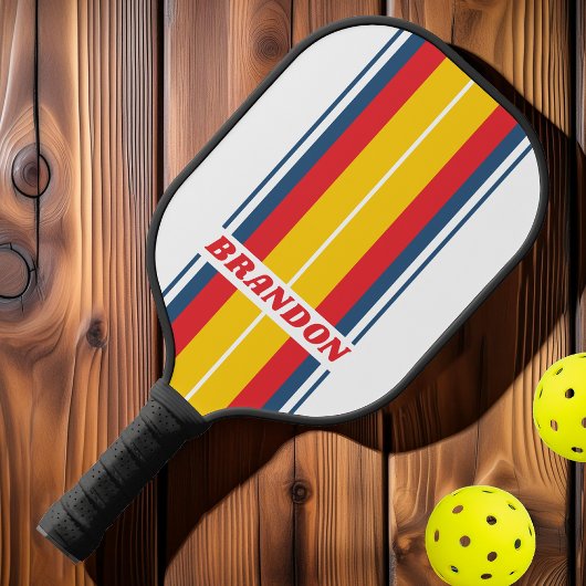 Retro Mountainboard Strepen met Naam Pickleball Paddle