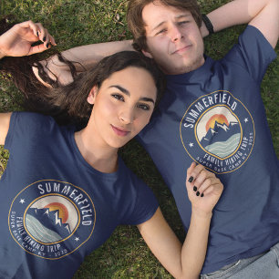 Retro Mountains Familie Wandelen Matching Pa T-shirt