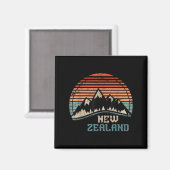 Retro Mountains New Zealand  Magneet (Voorkant / Achterkant)
