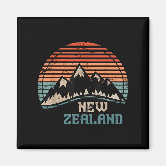 Retro Mountains New Zealand  Magneet (Voorkant)