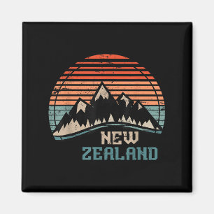 Retro Mountains Nieuw-Zeeland Magneet