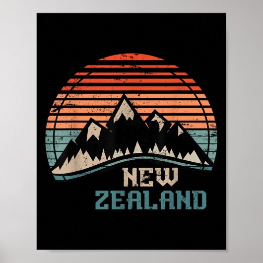 Retro Mountains Nieuw-Zeeland Poster (Voorkant)