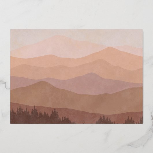 Retro Mountains Photo Weddenschap Save the Date Folie Uitnodiging (Achterkant)