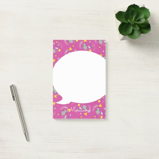 Retro Mouse Cheese Pink Post-it Notes (Kantoor)
