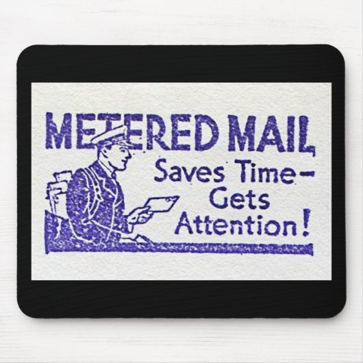 Retro Mousepad Metered Mail Save Time Stempel Old Muismat (Voorkant)