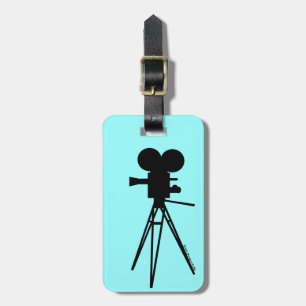 Retro Movie Camera Silhouette Bagagelabel