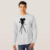 Retro Movie Camera Silhouette Mannen Shirt (Voorkant volledig)