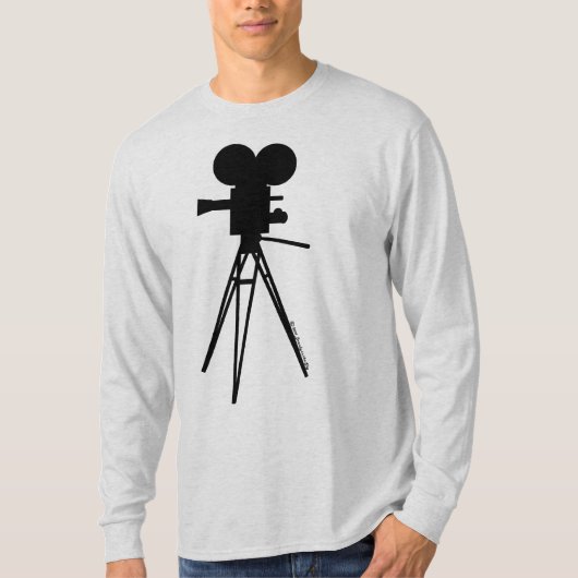 Retro Movie Camera Silhouette Mannen Shirt (Voorkant)