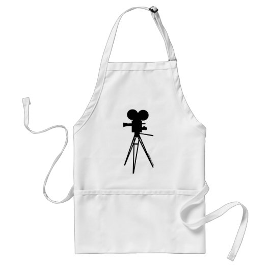 Retro Movie Camera Silhouette Standaard Schort (Voorkant)