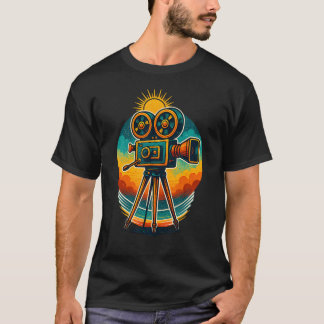 Retro Movie Camera Vintage Film Art Cinephile Styl T-shirt