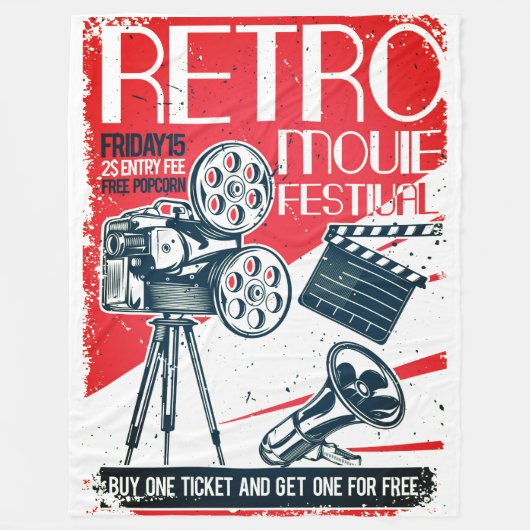 Retro Movie Festival Fleece Deken (Voorkant)