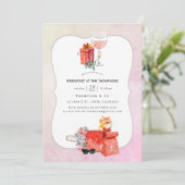 Retro Movie Kerstontbijtfeest Kaart (Staand voorkant)