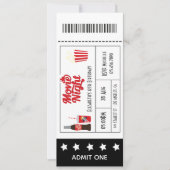 Retro Movie Night Birthday Party Ticket Kaart (Voorkant)