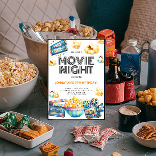Retro Movie Night Kids Uitnodiging voor verjaardag