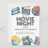 Retro Movie Night Kids Uitnodiging voor verjaardag (Voorkant)